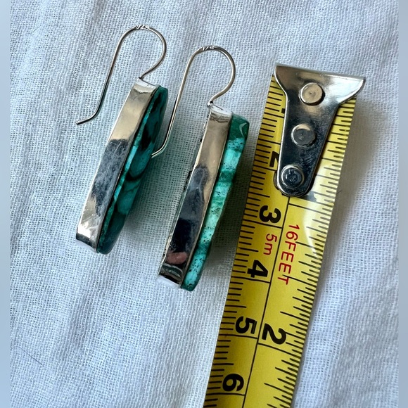 925 OOAK Malachite Chrysocolla Earrings - Picture 7 of 7